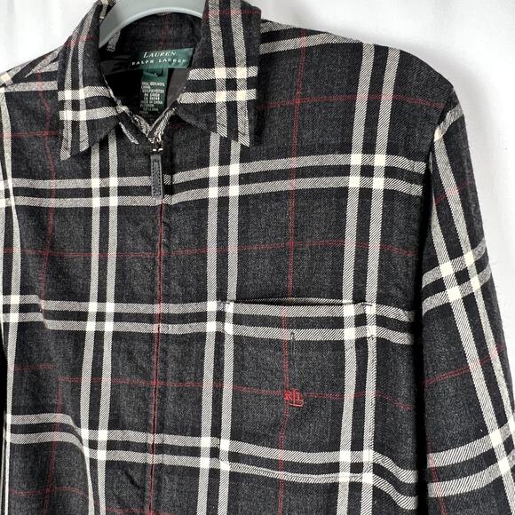 Ralph Lauren Women sz M 100% Wool Full Zip Plaid Shirt/Shacket Preppy Old Money - Picture 2 of 8
